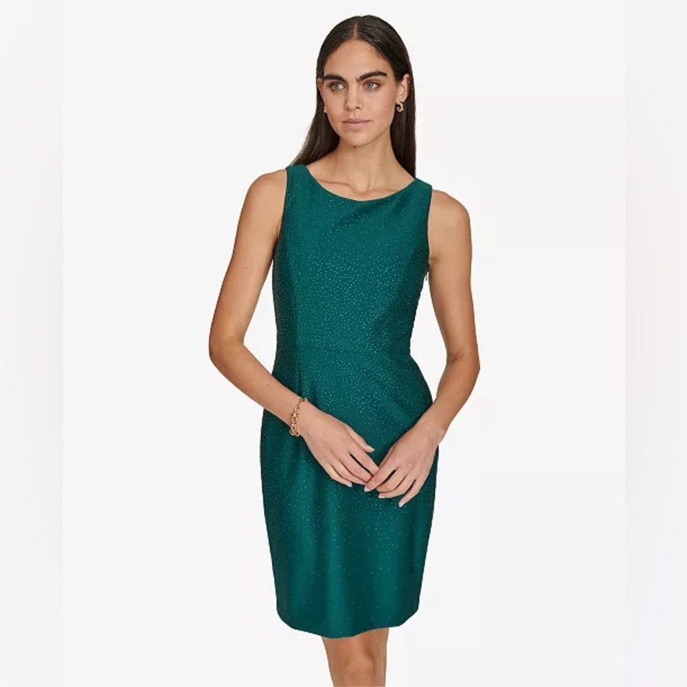 Calvin Klein Women's Boat-Neck Embellished Sheath Dress Size 8P